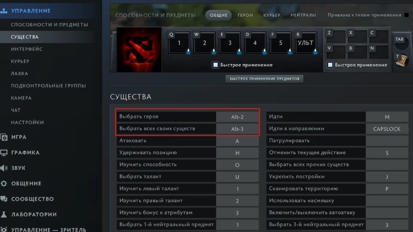 Параметры игры и управления Yatoro в Dota 2