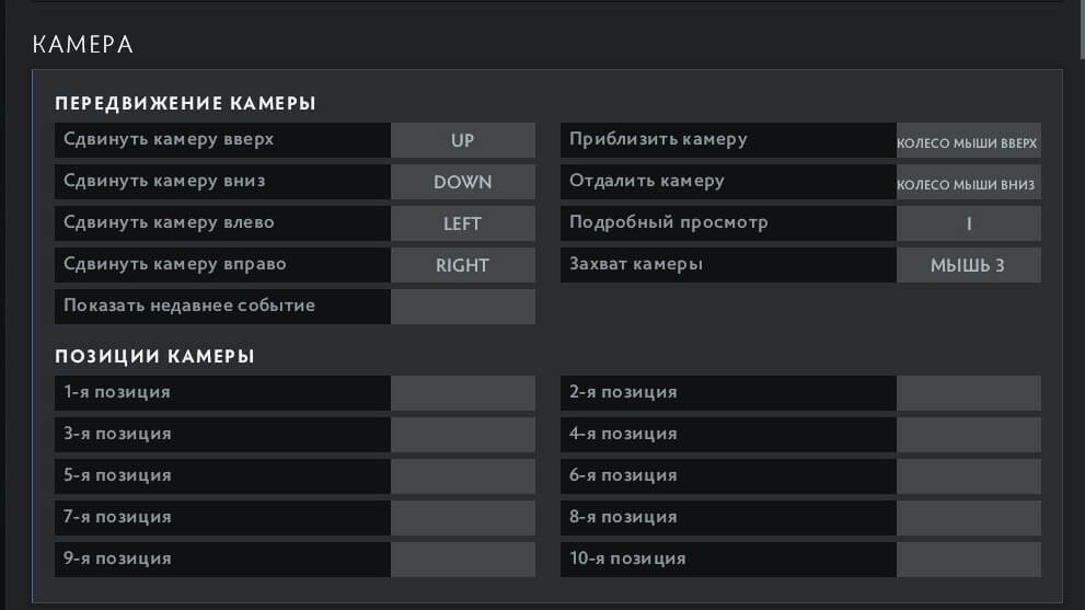 Параметры камеры в Dota 2